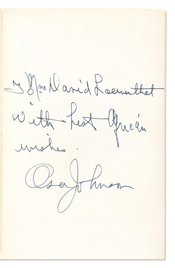 Johnson, Osa Leighty (1894-1953) I Married Adventure, Signed and Inscribed Copy.